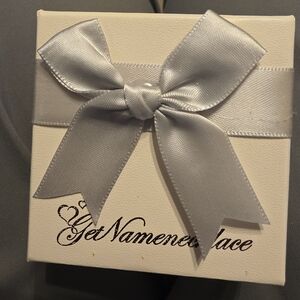 Ribbon Necklace With Aquamarine And Name-GENE